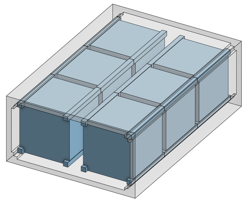 Traditional 1U cubesat container layout